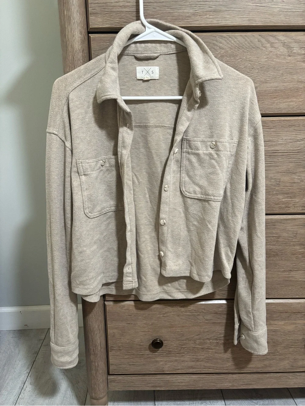 Thread & Supply Beige Button-Front Shirt Jacket